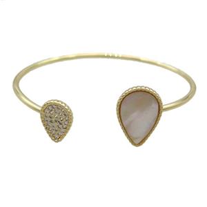 Copper Bangle Pave Pearlized Shell Gold Plated, approx 10-14mm, 13-18mm, 50-60mm dia [FR10955]