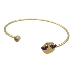 Copper Bangle Pave Zircon Gold Plated, approx 12.5mm, 55-65mm dia [FR10959]