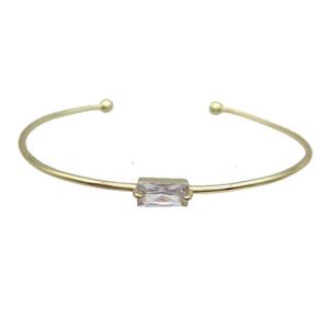 Copper Bangle Pave Clear Crystal Glass Gold Plated, approx 5-10mm, 55-65mm dia [FR10963]