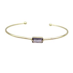 Copper Bangle Pave Purple Crystal Glass Gold Plated, approx 5-10mm, 55-65mm dia [FR10965]