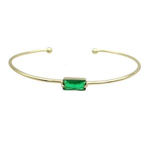 Copper Bangle Pave Green Crystal Glass Gold Plated, approx 5-10mm, 55-65mm dia [FR10966]