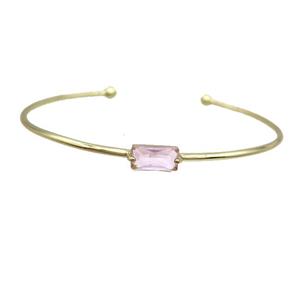 Copper Bangle Pave Pink Crystal Glass Gold Plated, approx 5-10mm, 55-65mm dia [FR10967]