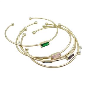 Copper Bangle Pave Crystal Glass Gold Plated Mixed, approx 5-10mm, 55-65mm dia [FR10968]