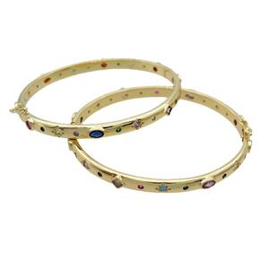 Copper Bangle Pave Zircon Gold Plated, approx 5mm, 55-65mm dia [FR10979]