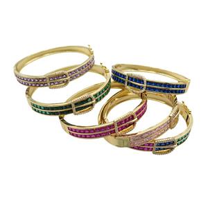 Copper Bangle Pave Crystal Glass Gold Plated Mixed, approx 13-17mm, 8.5mm, 50-60mm dia [FR10986]