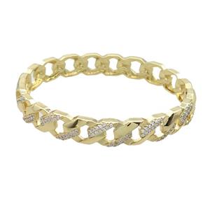 Copper Bangle Pave Zricon Gold Plated, approx 10mm, 50-60mm dia [FR10995]