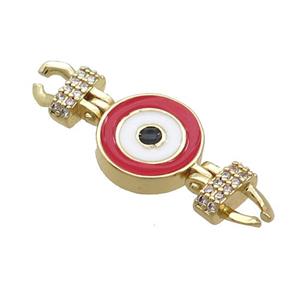Copper Connectore Pave Zircon Enamel Eye Gold Plated, approx 12-30mm [FR11015]