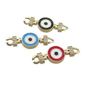 Copper Connectore Pave Zircon Enamel Eye Gold Plated Mixed, approx 12-30mm [FR11020]