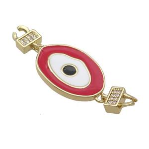 Copper Connectore Pave Zircon Red Enamel Eye Gold Plated, approx 16-23mm, 45mm [FR11023]