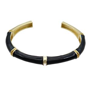 Copper Bangle Black Enamel Gold Plated, approx 8.5mm, 55-65mm dia [FR11031]