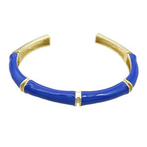 Copper Bangle Blue Enamel Gold Plated, approx 8.5mm, 55-65mm dia [FR11033]