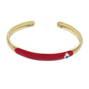 Copper Bangle Red Enamel Gold Plated, approx 8mm, 55-65mm dia [FR11035]