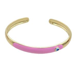 Copper Bangle Pink Enamel Gold Plated, approx 8mm, 55-65mm dia [FR11036]