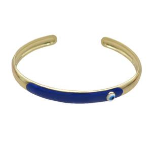 Copper Bangle RoyalBlue Enamel Gold Plated, approx 8mm, 55-65mm dia [FR11037]