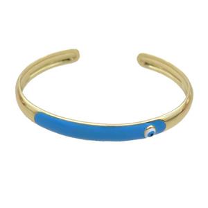 Copper Bangle Blue Enamel Gold Plated, approx 8mm, 55-65mm dia [FR11038]