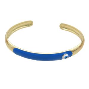 Copper Bangle BLue Enamel Gold Plated, approx 8mm, 55-65mm dia [FR11040]
