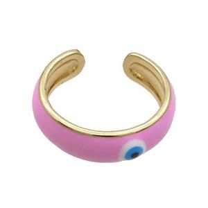 Copper Ring Pink Enamel Eye Gold Plated, approx 6.5mm, 18mm dia [FR11044]