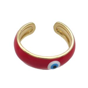 Copper Ring Red Enamel Eye Gold Plated, approx 6.5mm, 18mm dia [FR11046]