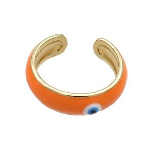 Copper Ring Orange Enamel Eye Gold Plated, approx 6.5mm, 18mm dia [FR11048]