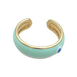 Copper Ring Green Enamel Eye Gold Plated, approx 6.5mm, 18mm dia [FR11049]