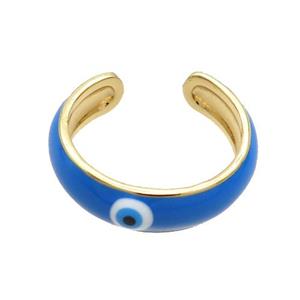 Copper Ring SkyBlue Enamel Eye Gold Plated, approx 6.5mm, 18mm dia [FR11050]