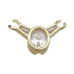 Copper Pendant Pave Clear Crystal Glass Gold Plated, approx 18-25mm [FR11059]