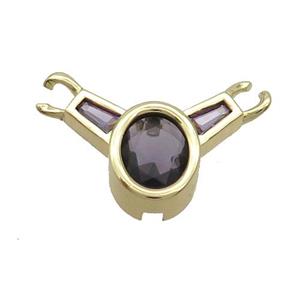 Copper Pendant Pave Purple Crystal Glass Gold Plated, approx 18-25mm [FR11060]