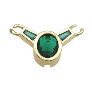 Copper Pendant Pave Green Crystal Glass Gold Plated, approx 18-25mm [FR11061]
