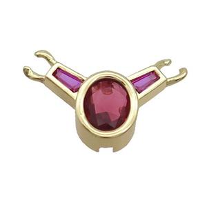 Copper Pendant Pave Red Crystal Glass Gold Plated, approx 18-25mm [FR11062]
