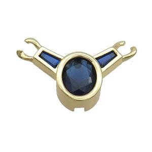 Copper Pendant Pave Blue Crystal Glass Gold Plated, approx 18-25mm [FR11063]