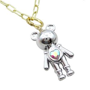 Copper Necklace With Platinum Bear Gold Plated, approx 40-65mm, 50cm length [FR11069]