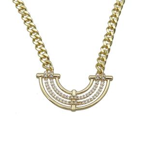 Copper Necklace Rainbow Pave Zircon Gold Plated, approx 15-30mm, 4.5mm, 45-50cm length [FR11110]