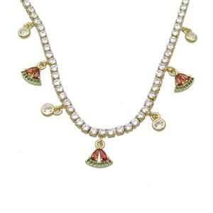 Copper Necklace Pave Crystal Glass Bell Gold Plated, approx 8mm, 4mm, 2.5mm, 36-43cm length [FR11150]