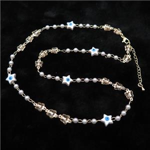 Copper Necklace Chain With Star Eye Parlized Plastic Gold Plated, approx 10mm, 4mm, 45-50cm length [FR11193]