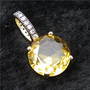 Copper Pendant Pave Golden Crystal Glass Circle Gold Plated, approx 13mm [FR11225]