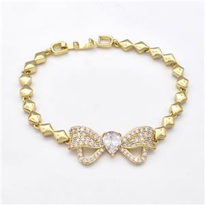 Copper Butterfly Bracelets Pave Zirconia Gold Plated, approx 15-34mm, 5mm, 17cm [FR11340]