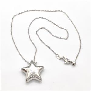 Copper Necklace Star Platinum Plated, approx 23mm, 1.4mm, 42cm length [FR11341]