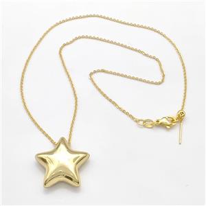 Copper Necklace Star Gold Plated, approx 23mm, 1.4mm, 42cm length [FR11342]