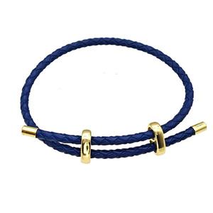 Navypblue PU Leather Bracelet Adjustable, approx 3mm thickness [FR11347]