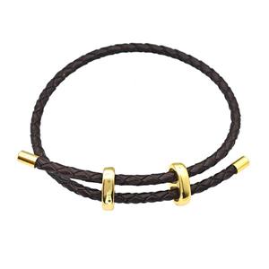 Darkcoffee PU Leather Bracelet Adjustable, approx 3mm thickness [FR11348]