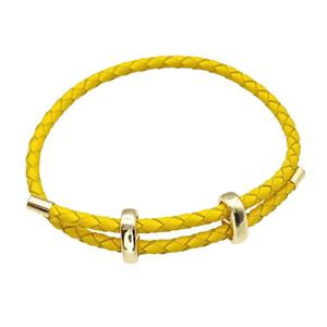 Golden PU Leather Bracelet Adjustable, approx 3mm thickness [FR11350]