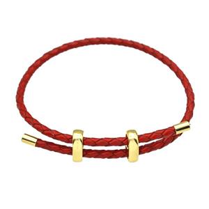 Red PU Leather Bracelet Adjustable, approx 3mm thickness [FR11352]