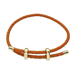 Orange PU Leather Bracelet Adjustable, approx 3mm thickness [FR11353]