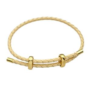 Beige PU Leather Bracelet Adjustable, approx 3mm thickness [FR11354]