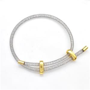 Copper Mesh Bracelet With Crystal Glass Adjustable Platinum Plated, approx 3mm dia [FR11368]
