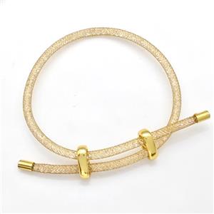 Copper Mesh Bracelet With Crystal Glass Adjustable Gold Plated, approx 3mm dia [FR11369]