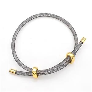 Copper Mesh Bracelet With Crystal Glass Adjustable Black Plated, approx 3mm dia [FR11371]