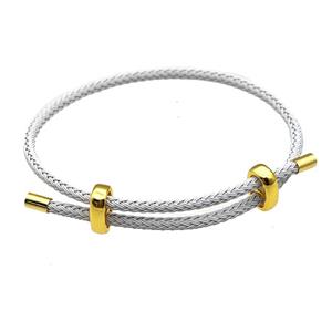 Whitegray Tiger Tail Steel Bracelet Adjustable, approx 3mm thickness [FR11374]