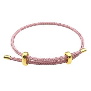 Pink Tiger Tail Steel Bracelet Adjustable, approx 3mm thickness [FR11376]