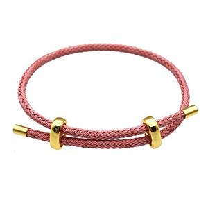 Pink Tiger Tail Steel Bracelet Adjustable, approx 3mm thickness [FR11377]